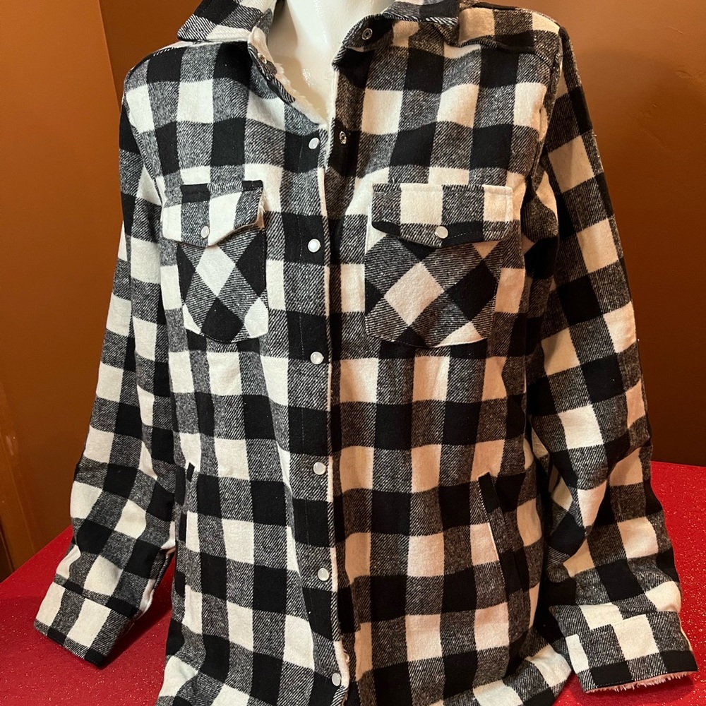 Black and white Plaid Shacket Medium